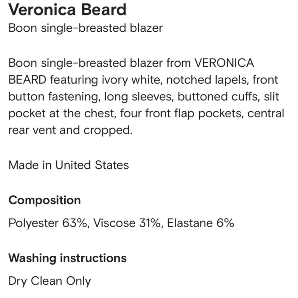 Veronica Beard | Boon Cropped Jacket in Ecru Size 14 . I jus need to size down - Picture 5 of 6
